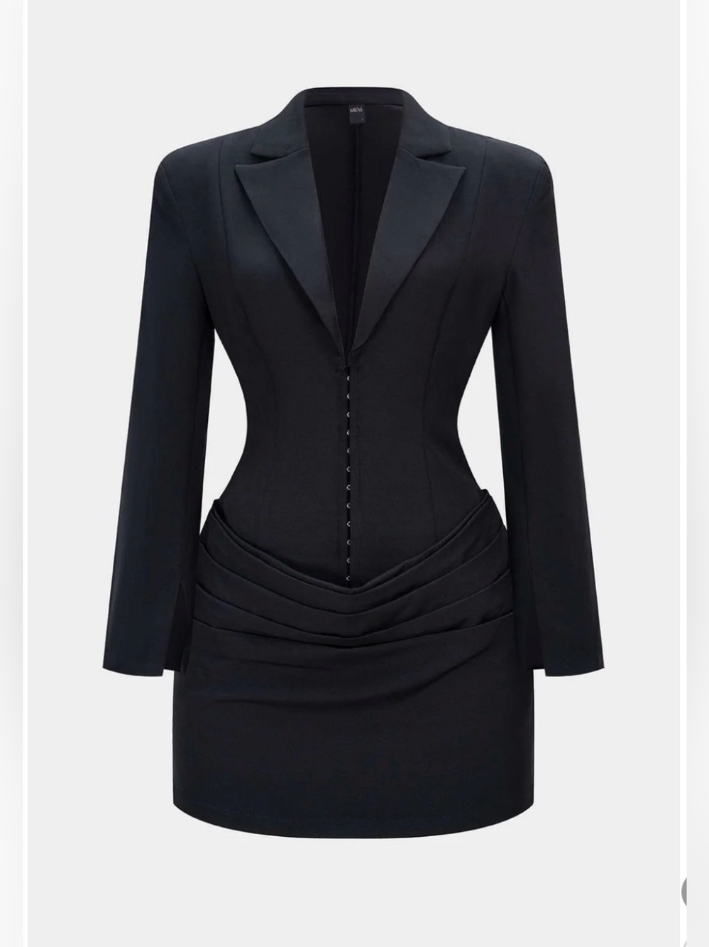 Tailored Black Mini Dress with Structured Waist